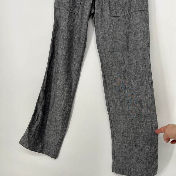 Athleta Bali Linen Ankle Pants Sz 2 Gray Pull On Drawstring Straight Crop 211388 - Picture 3 of 13